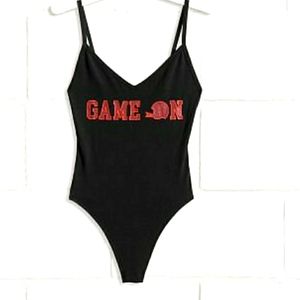 PINK V-Neck Bodysuit _ Collegiate Edition